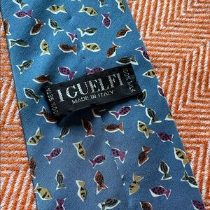 IGUELFI Blue Fish Pattern Tie